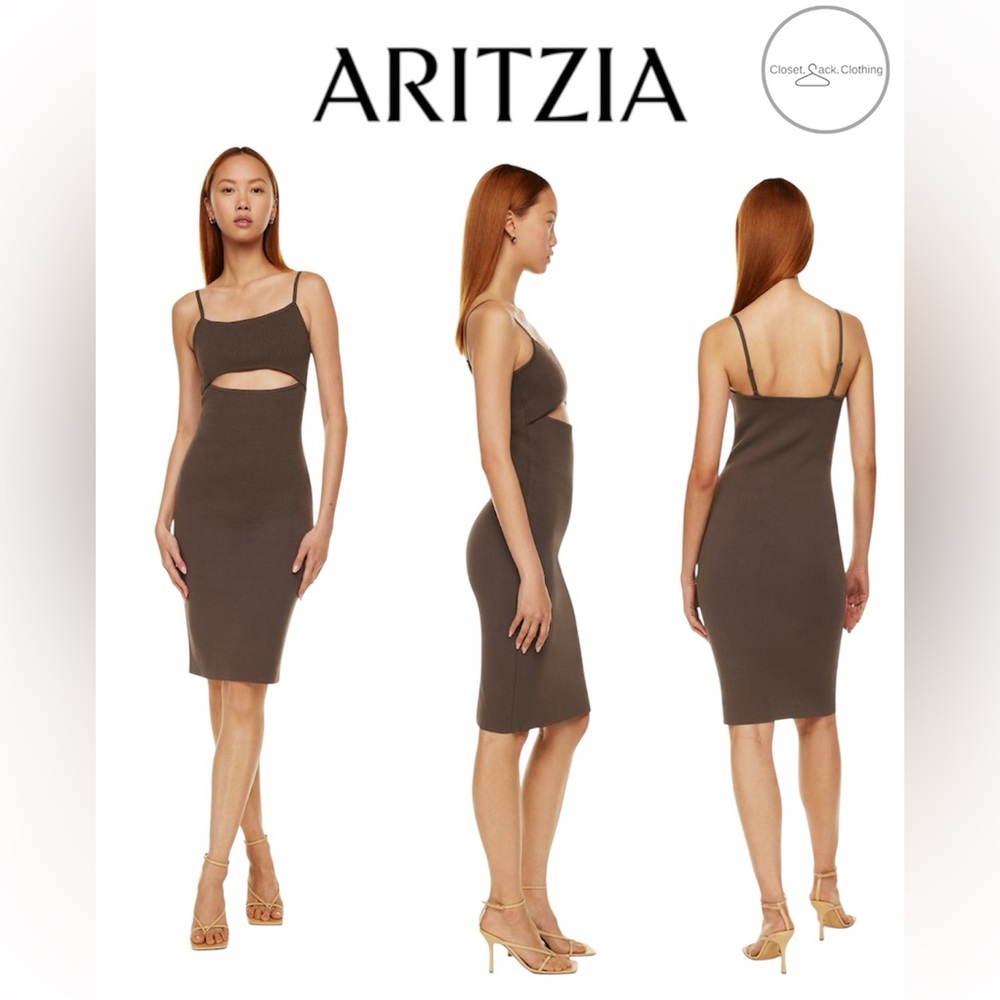 Aritzia Babaton Fissure Sculpt Knit Dress Brown Size S